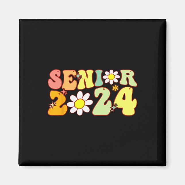 Groovy Senior 2024 Back To School Graduation Class Magnet (Front)