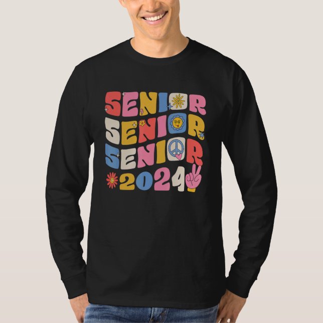 Groovy Senior 2024 Graduation Back To School Class T-Shirt (Front)