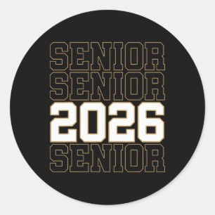 Groovy Senior 2026 Cl Of 2026 Graduate Senior Men  Classic Round Sticker