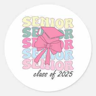 Groovy Senior Year 2025 Graduation Senior Cl Of 20 Classic Round Sticker