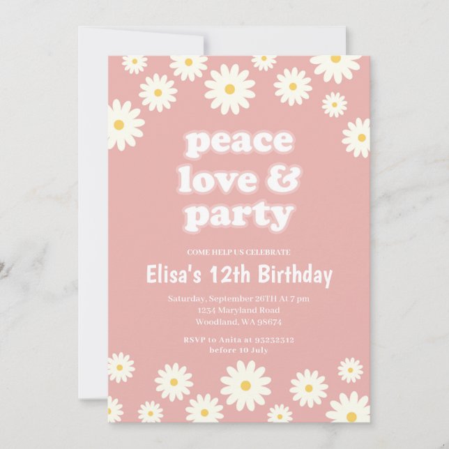Groovy Seventies Daisy Birthday Party  Invitation (Front)