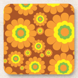Groovy Seventies Flower Power Fun Pattern Coaster