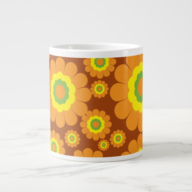 Groovy Seventies Flowers Large Coffee Mug (Front)