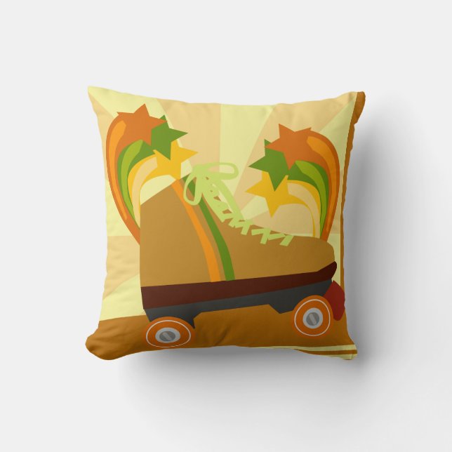 Groovy Seventies Roller Skate Cartoon Fun Design Cushion (Front)