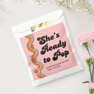 Groovy Shes Ready to Pop Retro Dusty Rose Favour Bags