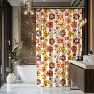 Groovy Shower Curtain 70s Pastel Colorful Vibes