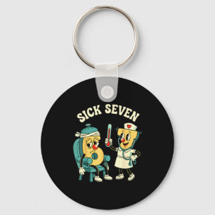 Groovy Sick Seven 67 Funny Meme Sick 7 And Nurse 6 Key Ring