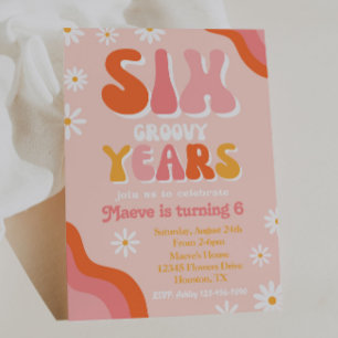 Groovy Six Birthday Invitation Groovy Invitation