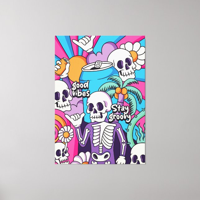 Groovy skeleton canvas print (Front)