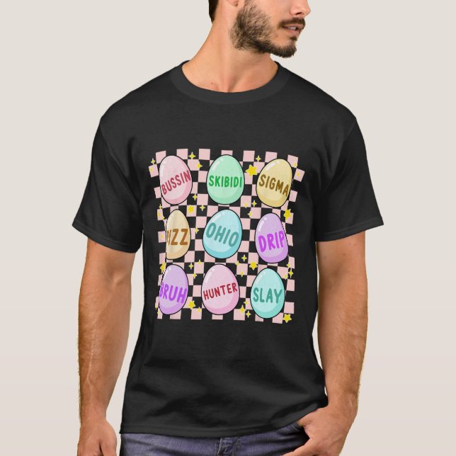 Groovy Skibidi Easter Egg Funny Rizz Meme Easter H T-Shirt (Front)