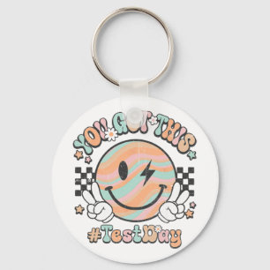 Groovy Smile Face This You Got Rock The Test Day  Key Ring