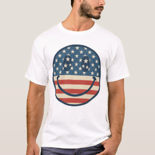 Groovy Smile Face USA Flag Day T-Shirt June 14th