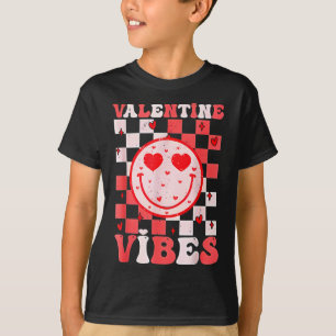 Groovy Smile Face Valentine Vibes Men Women Kids F T-Shirt