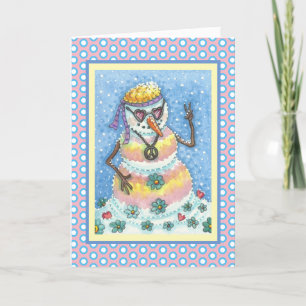 GROOVY SNOWMAN PEACE CHRISTMAS GREETING CARD V