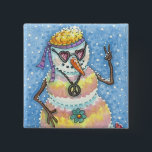 GROOVY SNOWMAN PEACE SIGN CHRISTMAS HOLIDAY BUTTON<br><div class="desc">TIE DYED GROOVY SNOWMAN BUTTON Square *Customise ... .Look For Matching Items        Susan Brack Design</div>