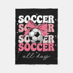 Groovy Soccer Coquette Bow Girls Women Soccer All  Fleece Blanket