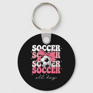 Groovy Soccer Coquette Bow Girls Women Soccer All  Key Ring