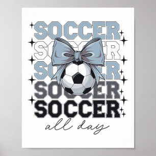 Groovy Soccer Coquette Bow Girls Women Soccer All  Poster