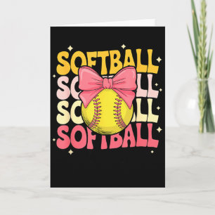 Groovy Softball Coquette Bow Softball Lover Softba Card
