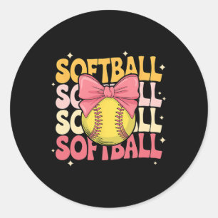 Groovy Softll Coquette Bow Softll Lover Softll  Classic Round Sticker
