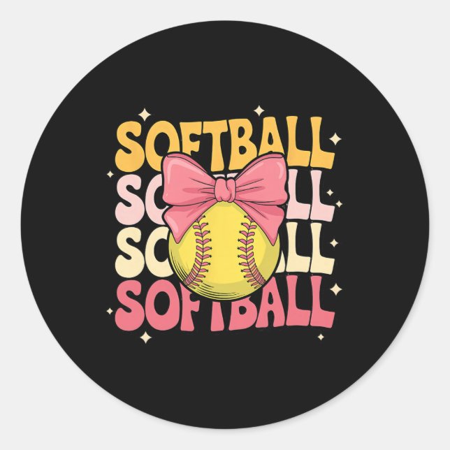 Groovy Softll Coquette Bow Softll Lover Softll  Classic Round Sticker (Front)