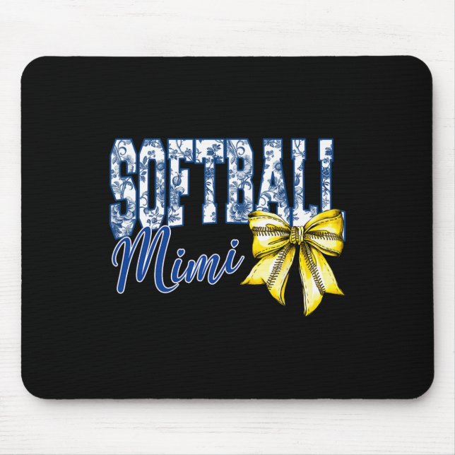 Groovy Softll Mimi Blue Chinoiserie Coquette Bow G Mouse Pad (Front)