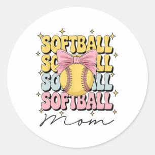 Groovy Softll Mom Mother Coquette Bow Softll _1 Classic Round Sticker