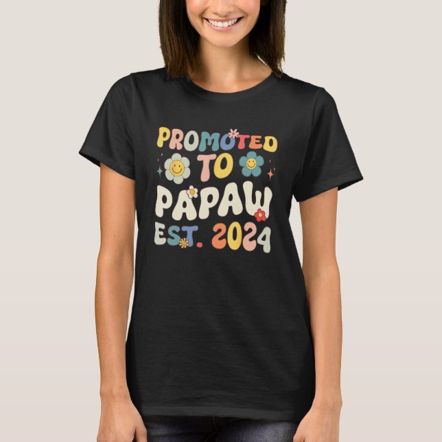 Groovy Soon to be Papaw 2024 for New Papaw First T T-Shirt (Front)