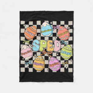 Groovy Sped Teacher Easter Bunny Egg Sped Teaching Fleece Blanket