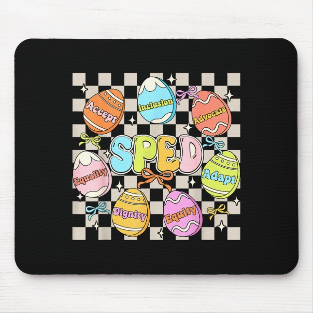Groovy Sped Teacher Easter Bunny Egg Sped Teaching Mouse Pad (Front)