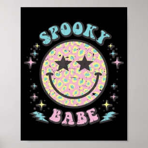 Groovy Spooky Babe Face Happy Halloween Costume Re Poster