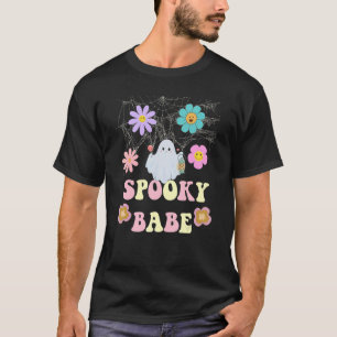 Groovy Spooky Babe Retro Floral Ghost Hippie Hallo T-Shirt