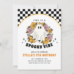 Groovy Spooky Girl Halloween Birthday Invitation