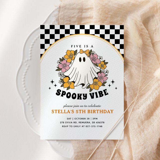 Groovy Spooky Girl Halloween Birthday Invitation (Creator Uploaded)