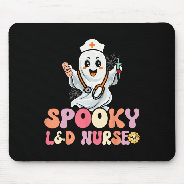 Groovy Spooky Labour and Delivery Nurse Halloween  Mouse Pad (Front)