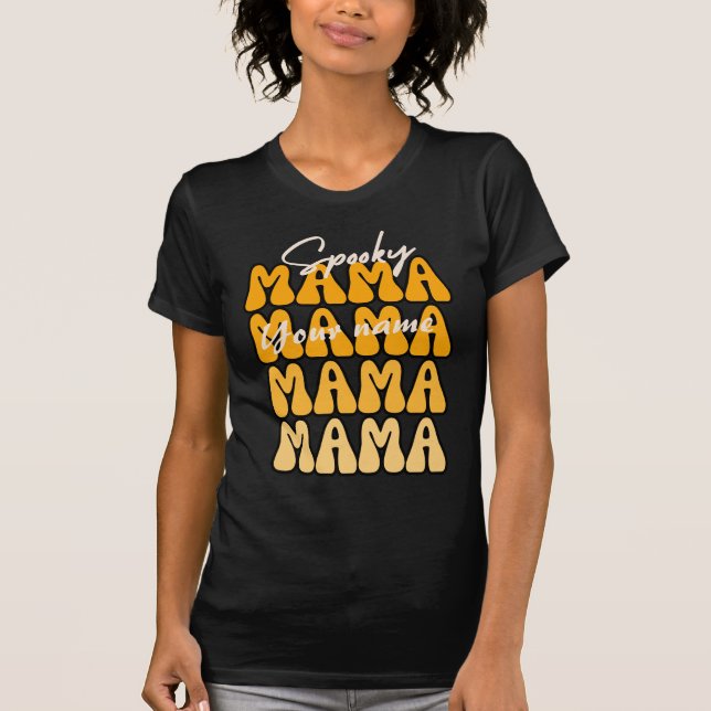 Groovy Spooky Mama Funny Fall Halloween T-Shirt (Front)