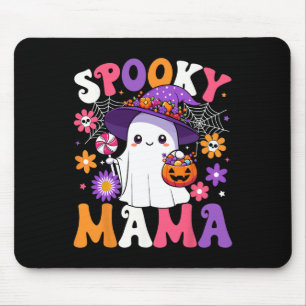 Groovy Spooky Mama Halloween Ghost Pumpkin Hallowe Mouse Pad