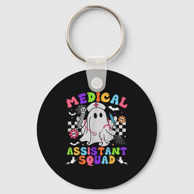 Groovy Spooky Medical Istant Squad Cute Halloween  Key Ring (Front)
