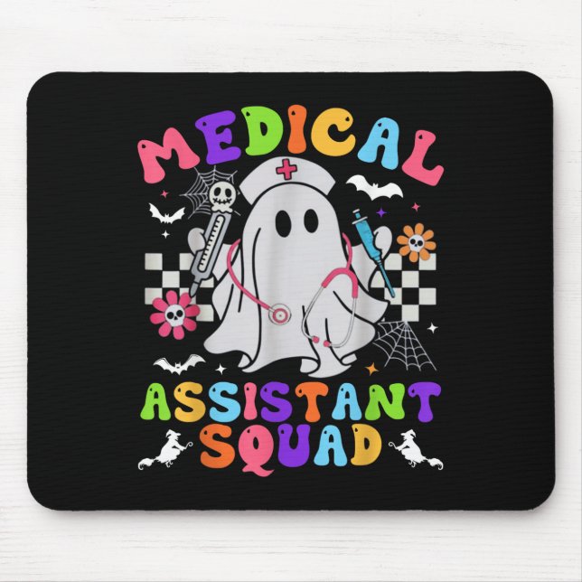 Groovy Spooky Medical Istant Squad Cute Halloween  Mouse Pad (Front)