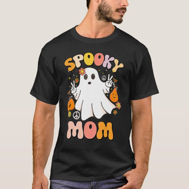 Groovy Spooky Mum Ghost Boo Halloween Costume Retr T-Shirt (Front)
