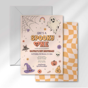 Groovy Spooky One Halloween First Birthday Invitation