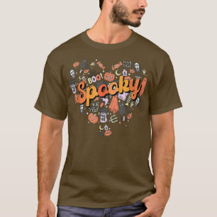 Groovy Spooky Season Floral Heart Cute Ghost Hallo T-Shirt