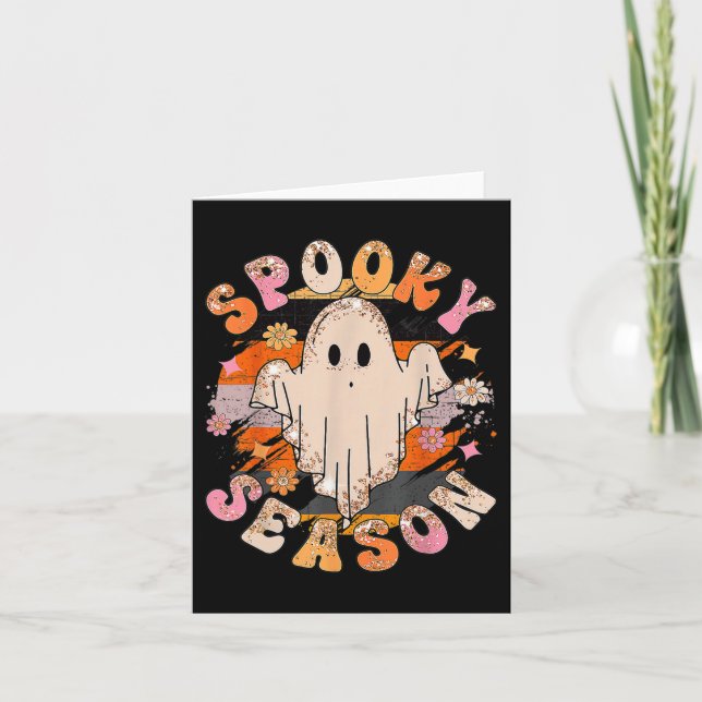 Groovy Spooky Season Ghost Halloween  Card (Front)