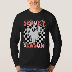 Groovy Spooky Season Ghost Retro Hippie Halloween T-Shirt