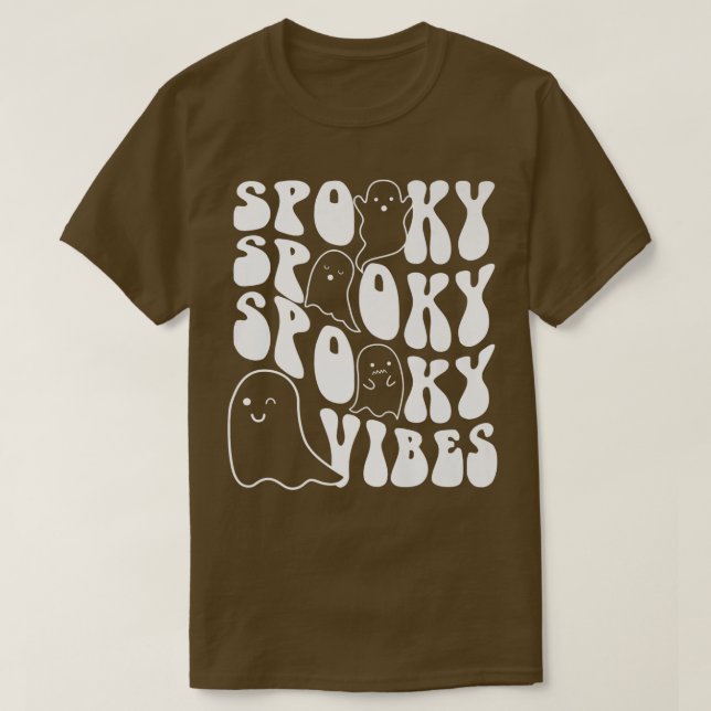 Groovy Spooky Vibes Boo Ghost Spooky Season Funny  T-Shirt (Design Front)