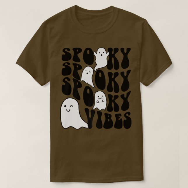 Groovy Spooky Vibes Boo Ghost Spooky Season Funny  T-Shirt (Design Front)