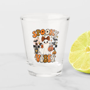 Groovy Spooky Vibes Cute Boo Ghost Halloween Shot Glass
