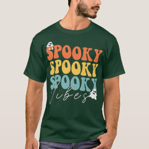 Groovy Spooky Vibes Retro Floral Ghost Hippie Hall T-Shirt
