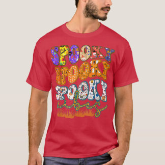 Groovy Spooky Vibes Vintage Floral Ghost Hippie Ha T-Shirt