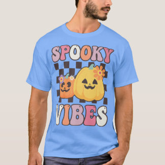 Groovy Spooky Vibes Vintage Pumpkin Hippie Hallowe T-Shirt